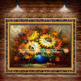 手绘油画立体欧式现代客厅餐厅玄关壁画装饰画花卉向日葵单幅饰品