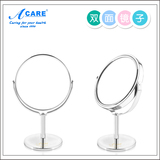 Acare 镜子台式 不锈钢旋转小镜 双面 桌面化妆镜 随身便携梳妆镜