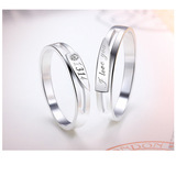 S925银情侣戒指对戒活口一对韩版1314男女戒指开口订婚结婚礼物