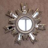 欧式美式复古圆形太阳挂墙装饰镜背景风水玄关客厅背景墙挂饰镜饰