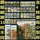 特配4枚蘑菇专题精品小型张+蘑菇菌类邮票100枚 外国邮票集邮收藏
