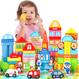 铭塔 城市场景积木 宝宝益智儿童智力玩具积木 亲子幼儿木制积木
