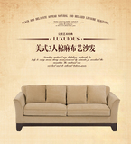 美式简约客厅三人沙发 经济型实木棉麻布艺沙发组装实木家具定制