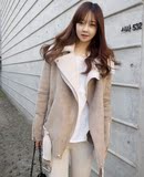 2015韩版新款冬装大翻领大码拉链女短款保暖加厚羊羔毛外套短夹克