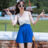 韩国新款游泳衣女时尚性感保守遮肚显瘦小胸连体裙式三角大码泳装