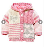 英国NEXT 正品代购 冬季超低价 女宝粉色条纹爱心四方格针织外套
