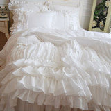 韩国进口代购床上用品韩式全棉纯棉家纺床单被套田园白色公主四件