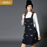 isaly2015秋冬新款牛仔背带裙女装欧美时尚气质牛仔裙打底连衣裙