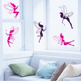 粉紫两色花仙子舞蹈教室客厅 卧室 儿童房 橱窗墙壁创意墙贴贴纸