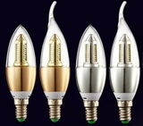 E12尖泡 110v美规接口 220v宽伏LED灯泡 5W白光 精工铝拉尾 暖光