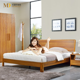 简约实木双人床 现代中式1.5米1.8 橡木边框木质单人床公主床特价
