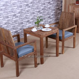 老榆木家具 漫咖啡桌椅组合 实木茶桌 复古咖啡桌 休闲桌椅 现货