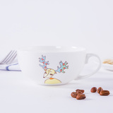 早餐杯粥碗卡通骨瓷杯子陶瓷器大号麦片杯大容量牛奶杯燕麦杯创意