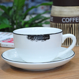 咖啡杯350毫升COSTA美式|卡布奇诺加厚 漫咖啡经典黑线咖啡杯陶瓷