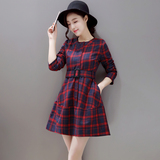 女子连衣裙女士长袖单件韩版女装连衣裙春季中女装女孩衣服潮。