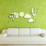 创意热气球镜面墙贴客厅儿童可爱背景墙镜面水晶立体墙贴装饰