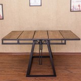 美式铁艺实木多功能变形升降折叠伸缩餐桌长方形置物架创意梯形