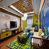 简约现代绿色格子客厅茶几沙发地毯卧室床边手工腈纶地毯满铺定制