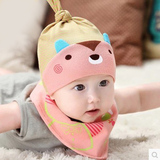 婴儿帽子春秋季0-3-6-12个月男女宝宝帽子纯棉套头帽新生儿胎帽春