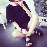 2016夏装韩国宽松简约运动纯白短袖T恤女夏天学生半袖女上衣体恤