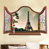 欧式风景假窗户墙贴纸 卧室客厅餐厅墙壁装饰五代可移除贴画8017