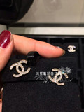 法国正品代购 Chanel 香奈儿双C耳钉 新款金色银色方钻月牙 耳环