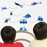 家居室内墙面装饰可移除墙贴纸 飞机汽车 卡通儿童房卧室男孩贴画