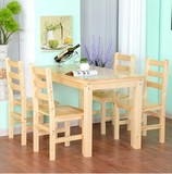 包邮松木餐桌饭店餐桌椅组合 纯实木餐桌小户型家用4 6椅小餐桌制