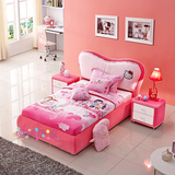 软包床布艺床儿童床实木布艺床创意小女孩公主粉色床小户型单人床