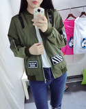 棒球服女春季薄款学生韩版权志龙宽松短款飞行员夹克bf风军绿外套