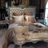 欧式床1.8米 雕花双人床 布艺婚床 法式床 实木床 新古典公主床