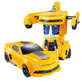 儿童遥控车变形金刚机器人智能一键变身赛跑车男孩充电动玩具汽车