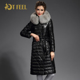 TFEEL 2015新款绵羊皮真皮皮衣 女式长款修身大码真皮羽绒服外套