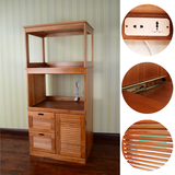 现代简约实木电器柜厨房实木柜箱百叶透气碗柜多功能收纳餐边柜