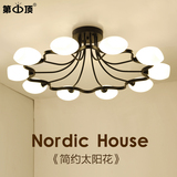 美式铁艺吸顶灯LED北欧式现代创意圆形卧室灯简约餐厅灯客厅灯具