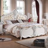 包邮欧式床双人床公主床白色皮床1.8米实木床法式雕花床储物婚床