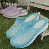 塑料塑胶凉鞋女夏季洞洞鞋坡跟平底新款果冻鞋韩版潮流防滑沙滩鞋