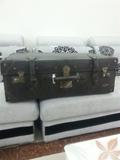 民国古董老上海皮箱手提旅行行李箱子复古老式旧皮箱怀旧收藏物件
