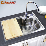 SUS304不锈钢 加厚一体成型水槽套餐 厨房大单槽 多功能水池1018D