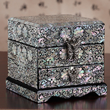 螺钿漆器饰品盒首饰盒 韩国公主实木质欧式高档复古珠宝盒