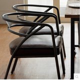 美式铁艺皮垫餐椅高档休闲沙发椅做旧复古吧台咖啡椅电脑椅坐垫椅