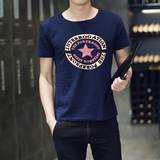夏季男士短袖T恤 韩版修身圆领半袖简约百搭印花字母体恤衫青年