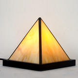 新品现代简约创意艺术玻璃小台灯卧室床头灯暖黄金字塔插电小夜灯