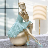 儿童房间装饰工艺品女孩雕塑芭蕾舞娃娃车内摆件蓝色毕业礼物包邮