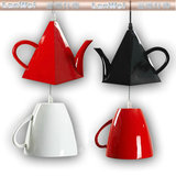 现代简约北欧宜家艺术创意个性茶壶茶杯树脂吧台灯茶餐厅吊灯饰具