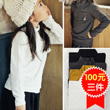韩国进口童装2015年秋冬装儿童女童/现货bien高领打底衫T恤A2729