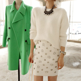 韩国代购2015冬季新款宽松打底衫圆领韩版加厚兔毛套头毛衣女冬