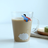 HAMO家用牛奶杯早餐杯子 超级英雄手柄玻璃杯耐热创意透明酸奶杯