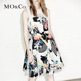 2015夏季新品MOCo正品伞裙性感镂空显瘦印花无袖连衣裙MA152SKT53