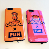 苹果iphone6plus/5s手机壳保护套可爱搞笑加菲猫全包边软硅胶挂绳